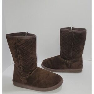 Hot Cakes Brown Quilted Winter Boots 8 Faux Suede Warm Lining Cozy Cabincore Y2K
